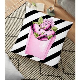 RealHomes YER-3399 Coco Pops Pempe Siyah Tasarımlı Modern Dekoratif 70x70 cm Yer Minderi