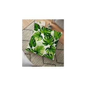 RealHomes YER-3403 Suluboya Zambak Yaprakları Çizimli Özel Tasarım 70x70 cm Yer Minderi