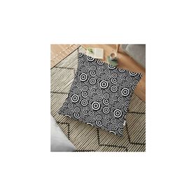 RealHomes YER-3410 Siyah Beyaz Geometrik Yuvarlak Tasarımlı Modern 70x70 cm Yer Minderi