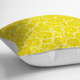 RealHomes YER-3557 Limon Konseptli Özel Tasarım 3D Dekoratif 70x70 cm Yer Minderi