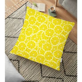 RealHomes YER-3557 Limon Konseptli Özel Tasarım 3D Dekoratif 70x70 cm Yer Minderi