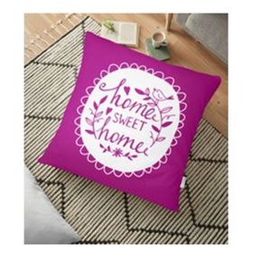 RealHomes YER-516 Home Sweet Home Dijital Baskılı Dekoratif 70x70 cm Yer Minderi
