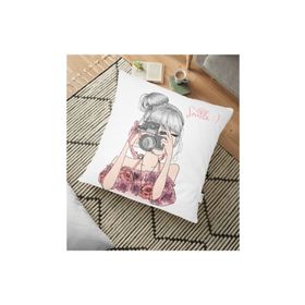 Realhomes YER-584 Fashion Girl Dijital Baskılı Modern 70x70 cm Yer Minderi