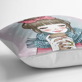 Realhomes YER-587 Fashion Girl Dijital Baskılı Modern 70x70 cm Yer Minderi