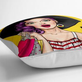 Realhomes YER-736 Pop Art Resimli Dijital Baskılı Dekoratif 70x70 cm Yer Minderi