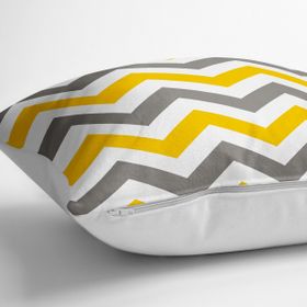 Realhomes YER-754 Zigzag Desen Dijital Baskılı Dekoratif 70x70 cm Yer Minderi