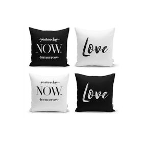 Realhomes Yesterday Now Tomorrow ve Love Kombin 4'lü Kırlent Kılıfı