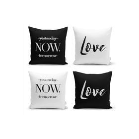 Realhomes Yesterday Now Tomorrow ve Love Kombin 4'lü Kırlent Kılıfı