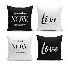 Realhomes Yesterday Now Tomorrow ve Love Kombin 4'lü Kırlent Kılıfı