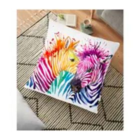 RealHomes Zebra Desenli Dijital Baskılı Dekoratif 70x70 cm Yer Minderi