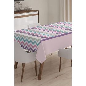 RealHomes Zigzag Desenli Dijital Baskılı 3D 140x220 cm Masa Örtüsü