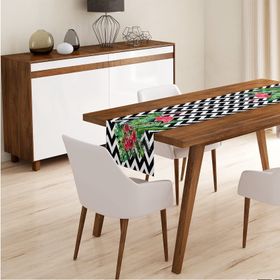 RealHomes Zigzag Flamingo Tasarımlı Dijital Baskılı Dekoratif Runner