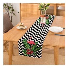 RealHomes Zigzag Flamingo Tasarımlı Dijital Baskılı Dekoratif Runner