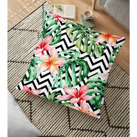 RealHomes Zigzag Zebra Desenli Dijital Baskılı 70x70 cm Yer Minderi