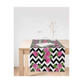 Realhomes Zigzag Zebra Temalı Gül Motifli Modern Süet Runner