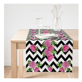 Realhomes Zigzag Zebra Temalı Gül Motifli Modern Süet Runner