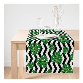 Realhomes Zigzag Zebra Temalı Yaprak Çizimli Dijital Baskılı Süet Runner