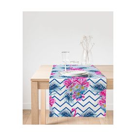 Realhomes Zigzag Zeminli Flamingo Baskılı Dekoratif Süet Runner