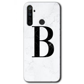 Realme 5I Beyaz Mermer Desenli B Harfi Baskılı Uyumlu Silikon Kılıf