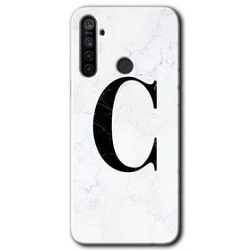 Realme 5I Beyaz Mermer Desenli C Harfi Baskılı Uyumlu Silikon Kılıf