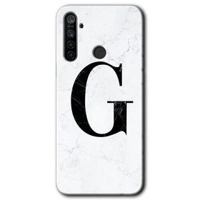 Realme 5I Beyaz Mermer Desenli G Harfi Baskılı Uyumlu Silikon Kılıf