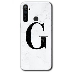 Realme 5I Beyaz Mermer Desenli G Harfi Baskılı Uyumlu Silikon Kılıf