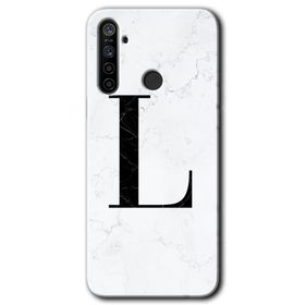 Realme 5I Beyaz Mermer Desenli L Harfi Baskılı Uyumlu Silikon Kılıf