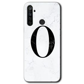 Realme 5I Beyaz Mermer Desenli O Harfi Baskılı Uyumlu Silikon Kılıf
