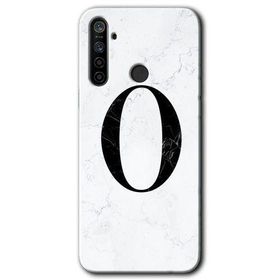 Realme 5I Beyaz Mermer Desenli O Harfi Baskılı Uyumlu Silikon Kılıf