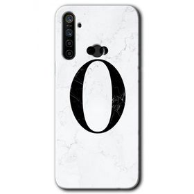 Realme 5I Beyaz Mermer Desenli O Harfi Baskılı Uyumlu Silikon Kılıf