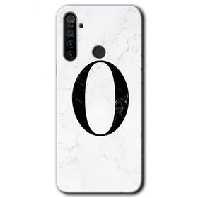 Realme 5I Beyaz Mermer Desenli O Harfi Baskılı Uyumlu Silikon Kılıf