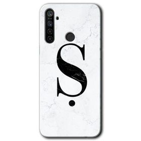 Realme 5I Beyaz Mermer Desenli Ş Harfi Baskılı Uyumlu Silikon Kılıf