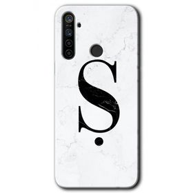 Realme 5I Beyaz Mermer Desenli Ş Harfi Baskılı Uyumlu Silikon Kılıf