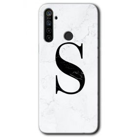 Realme 5I Beyaz Mermer Desenli Ş Harfi Baskılı Uyumlu Silikon Kılıf