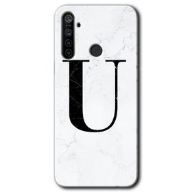 Realme 5I Beyaz Mermer Desenli Ü Harfi Baskılı Uyumlu Silikon Kılıf