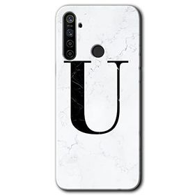 Realme 5I Beyaz Mermer Desenli Ü Harfi Baskılı Uyumlu Silikon Kılıf