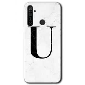 Realme 5I Beyaz Mermer Desenli Ü Harfi Baskılı Uyumlu Silikon Kılıf