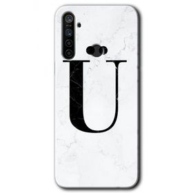 Realme 5I Beyaz Mermer Desenli Ü Harfi Baskılı Uyumlu Silikon Kılıf