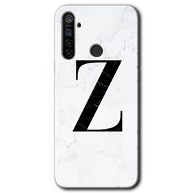 Realme 5I Beyaz Mermer Desenli Z Harfi Baskılı Uyumlu Silikon Kılıf