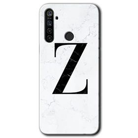 Realme 5I Beyaz Mermer Desenli Z Harfi Baskılı Uyumlu Silikon Kılıf
