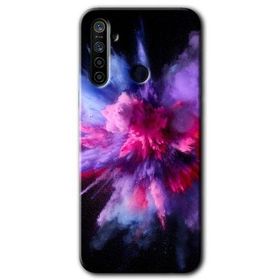 Realme 5I Color Splash Purple Baskılı Uyumlu Silikon Kılıf