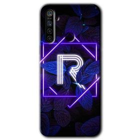 Realme 5I Dark Neon Yaprak R Harfi Baskılı Uyumlu Silikon Kılıf