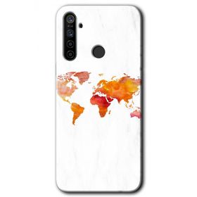 Realme 5I Dünya Haritası Baskılı Uyumlu Silikon Kılıf