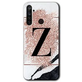 Realme 5I Pembe Mermer Desenli Z Harfi Baskılı Uyumlu Silikon Kılıf