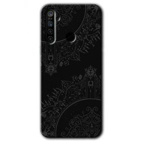 Realme 5I Siyah Mandala Baskılı Uyumlu Silikon Kılıf