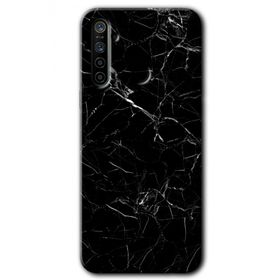 Realme 5I Siyah Mermer Baskılı Uyumlu Silikon Kılıf