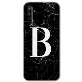 Realme 5I Siyah Mermer Desenli B Harfi Baskılı Uyumlu Silikon Kılıf