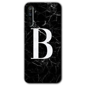 Realme 5I Siyah Mermer Desenli B Harfi Baskılı Uyumlu Silikon Kılıf
