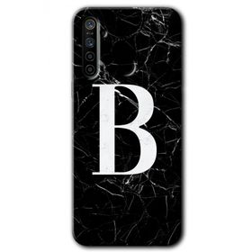 Realme 5I Siyah Mermer Desenli B Harfi Baskılı Uyumlu Silikon Kılıf