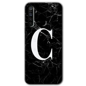 Realme 5I Siyah Mermer Desenli Ç Harfi Baskılı Uyumlu Silikon Kılıf